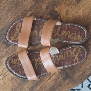 Sam Edelman brown 2 strap slides